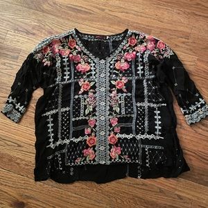 Breathable rayon embroidered top